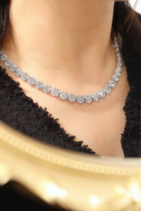 LUOWEND 18K White Gold Real Natural Diamond Necklace for Women