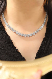 LUOWEND 18K White Gold Real Natural Diamond Necklace for Women