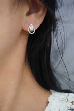 Load image into Gallery viewer, LUOWEND 18K White Gold Real Natural Diamond Stud Earrings for Women
