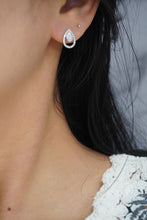 Load image into Gallery viewer, LUOWEND 18K White Gold Real Natural Diamond Stud Earrings for Women
