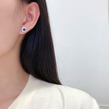 Load image into Gallery viewer, LUOWEND 18K White Gold Natural Diamond and Sapphire Earrings for Women
