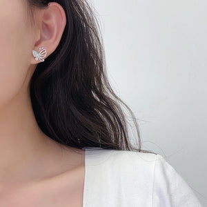 LUOWEND 18K White Gold Natural Diamond Earrings for Women