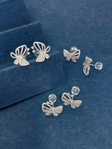 LUOWEND 18K White Gold Natural Diamond Earrings for Women