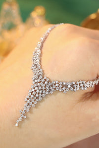 LUOWEND 18K White Gold Real Natural Diamond Necklace for Women