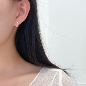 LUOWEND 18K White/Yellow Gold Natural Diamond Earrings for Women