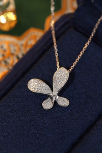 LUOWEND 18K White Gold Real Natural Diamond Pendant Necklace for Women