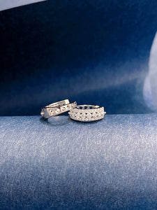 LUOWEND 18K White/Yellow Gold Natural Diamond Earrings for Women