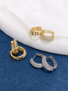 LUOWEND 18K White/Yellow Gold Natural Diamond Earrings for Women