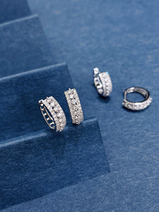 LUOWEND 18K White/Yellow Gold Natural Diamond Earrings for Women