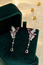 Load image into Gallery viewer, LUOWEND 18K White Gold Real Natural Diamond and Ruby Earrings for Women
