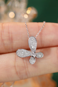 LUOWEND 18K White Gold Real Natural Diamond Pendant Necklace for Women