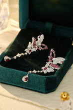 Load image into Gallery viewer, LUOWEND 18K White Gold Real Natural Diamond and Ruby Earrings for Women
