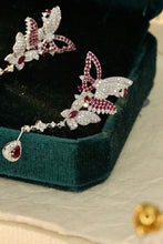 Load image into Gallery viewer, LUOWEND 18K White Gold Real Natural Diamond and Ruby Earrings for Women
