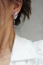 Load image into Gallery viewer, LUOWEND 18K White Gold Real Natural Diamond and Ruby Earrings for Women
