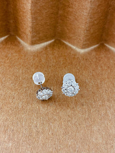 LUOWEND 18K White Gold Natural Diamond Earrings for Women