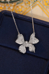 LUOWEND 18K White Gold Real Natural Diamond Pendant Necklace for Women