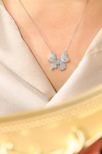 LUOWEND 18K White Gold Real Natural Diamond Pendant Necklace for Women