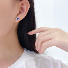Load image into Gallery viewer, LUOWEND 18K White Gold Natural Diamond and Sapphire Earrings for Women
