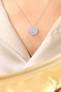 LUOWEND 18K White Gold Real Natural Diamond Pendant Necklace for Women