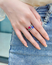 Load image into Gallery viewer, LUOWEND 18K White Gold Natural Gemstone Ring for Women
