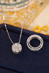 LUOWEND 18K White Gold Real Natural Diamond Pendant Necklace for Women