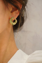 Load image into Gallery viewer, LUOWEND 18K Yellow Gold Real Natural Emerald Stud Earrings for Women
