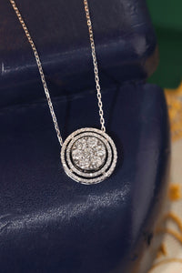 LUOWEND 18K White Gold Real Natural Diamond Pendant Necklace for Women