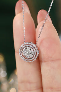 LUOWEND 18K White Gold Real Natural Diamond Pendant Necklace for Women