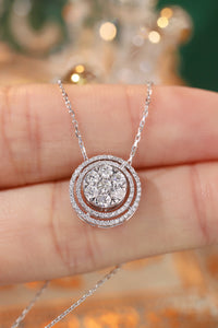 LUOWEND 18K White Gold Real Natural Diamond Pendant Necklace for Women