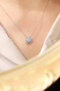 LUOWEND 18K White Gold Real Natural Diamond Pendant Necklace for Women