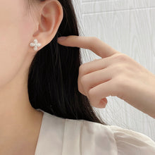 Load image into Gallery viewer, LUOWEND 18K White Gold Natural Diamond Earrings for Women
