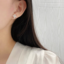 Load image into Gallery viewer, LUOWEND 18K White Gold Natural Diamond Earrings for Women

