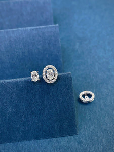 LUOWEND 18K White Gold Ntural Diamond Stud Earrings for Women