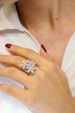Load image into Gallery viewer, LUOWEND 18K White Gold Real Natural Diamond Ring for Women
