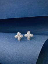 Load image into Gallery viewer, LUOWEND 18K White Gold Natural Diamond Earrings for Women
