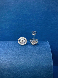 LUOWEND 18K White Gold Ntural Diamond Stud Earrings for Women