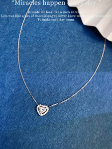 LUOWEND 18K White Gold Natural Diamond Pendant Necklace for Women