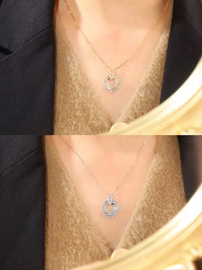 LUOWEND 18K White or Yellow Gold Real Natural Diamond Pendant Necklace for Women