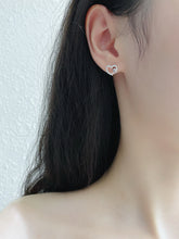 Load image into Gallery viewer, LUOWEND 18K White /Yellow Gold Natural Diamond Stud Earrings for Women
