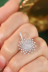 LUOWEND 18K White Gold Real Natural Diamond Pendant Necklace for Women