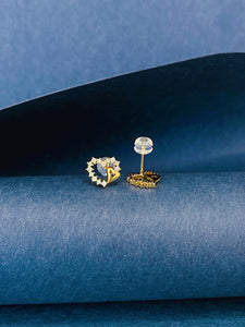 LUOWEND 18K White /Yellow Gold Natural Diamond Stud Earrings for Women