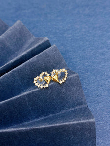 LUOWEND 18K White /Yellow Gold Natural Diamond Stud Earrings for Women
