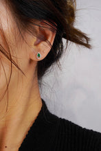 Load image into Gallery viewer, LUOWEND 18K White Gold Real Natural Emerald and Diamond Stud Earrings for Women
