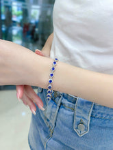 Load image into Gallery viewer, LUOWEND 18K White Gold Natural Diamond and Sapphire Bracelet for Women
