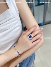 Load image into Gallery viewer, LUOWEND 18K White Gold Natural Diamond and Sapphire Bracelet for Women
