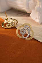 Load image into Gallery viewer, LUOWEND 18K White and Yellow Gold Real Natural Diamond Stud Earrings for Women
