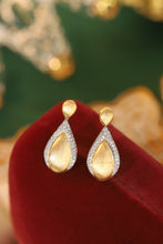 Load image into Gallery viewer, LUOWEND 18K Yellow Gold Real Natural Diamond Drop Earrings for Women
