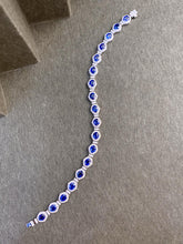 Load image into Gallery viewer, LUOWEND 18K White Gold Natural Diamond and Sapphire Bracelet for Women

