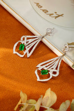 Load image into Gallery viewer, LUOWEND 18K White and Yellow Gold Real Natural Diamond and Emerald Earring for Women
