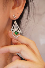 Load image into Gallery viewer, LUOWEND 18K White and Yellow Gold Real Natural Diamond and Emerald Earring for Women
